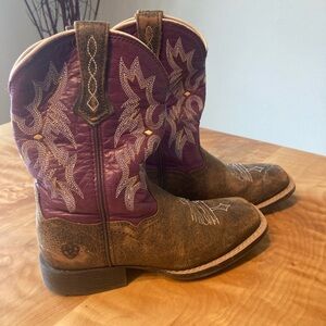 Ariat Purple and Brown Leather Boots